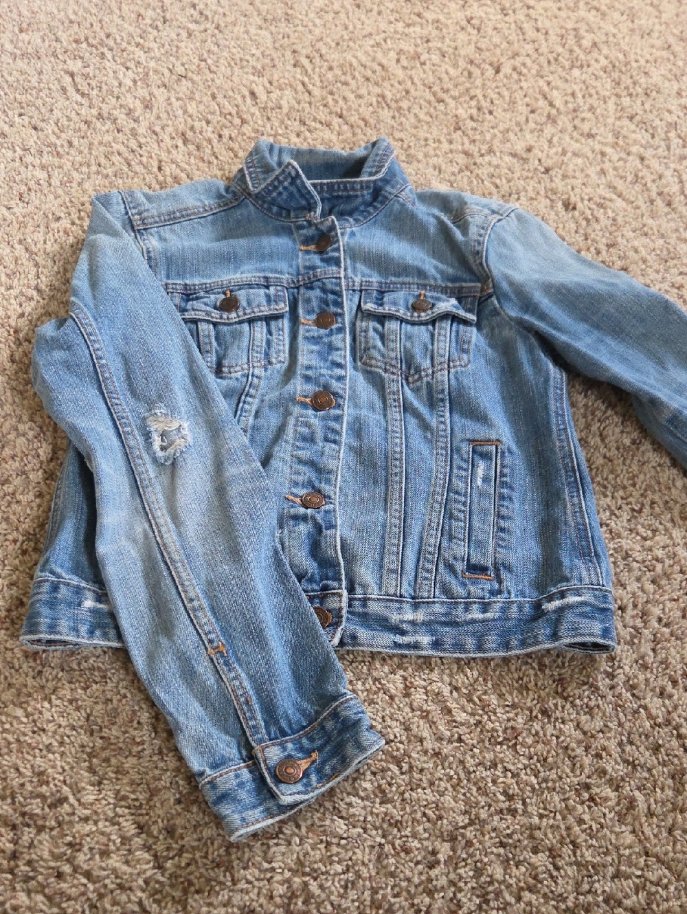 Abercrombie & Fitch Blue Denim Jacket with Cream Label